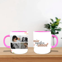 Carregar imagem no visualizador da galeria, Caneca Personalizada 4 fotos | Mãe significa amor
