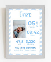 Carregar imagem no visualizador da galeria, Quadro Bebê - Informações Azul
